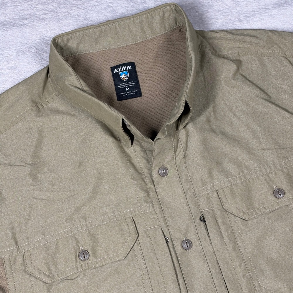 Kuhl Airspeed Shirt Mens Medium Khaki Hiking Outdoor Vented Stretch